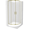 Mexen Rio semicircular shower cabin 80 x 80 cm, frost, gold + Rio shower tray, white - 863-080-080-50-30-4710