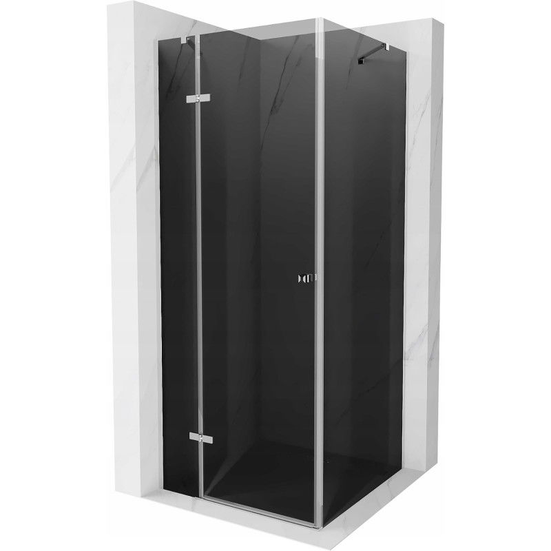 Mexen Roma hinged shower cubicle 70 x 70 cm, Graphite, Chrome - 854-070-070-01-40