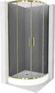 Mexen Rio semicircular shower cabin 70 x 70 cm, graphite, gold + Rio tray, white - 863-070-070-50-0-4710
