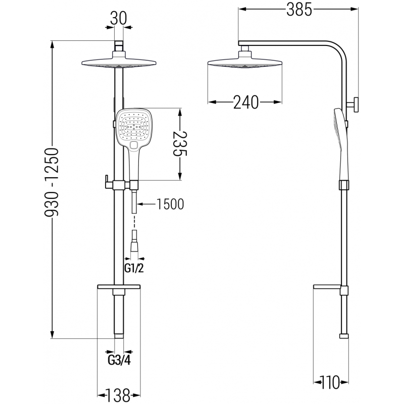 Mexen Q17 shower column, chrome/white - 798171795-02