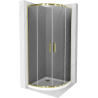 Mexen Rio semi-circular shower enclosure 80 x 80 cm, graphite, gold + Flat tray, white - 863-080-080-50-40-4110G