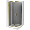 Mexen Rio Shower Cabin Half-Round 80 x 80 cm, Graphite, Gold + Flat Shower Tray, White - 863-080-080-50-40-4110G