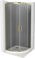 Mexen Rio 80 x 80 cm Semi-Circular Shower Cabin, Graphite, Gold + Flat Tray, White - 863-080-080-50-40-4110G