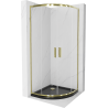 Mexen Rio Shower Cabin Semi-Circular 80 x 80 cm, Transparent, Gold + Flat Shower Tray, Black - 863-080-080-50-00-4170G