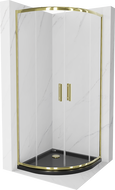 Mexen Rio semi-circular shower cabin 80 x 80 cm, transparent, gold + Flat shower tray, black - 863-080-080-50-00-4170G