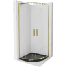 Mexen Rio corner shower cabin 90 x 90 cm, transparent, gold + Flat shower tray, black - 863-090-090-50-00-4170G