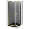 Mexen Rio semi-circular shower cabin 90 x 90 cm, graphite, gold + Flat shower tray, black - 863-090-090-50-40-4170G