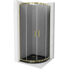 Mexen Rio semi-circular shower enclosure 90 x 90 cm, graphite, gold + Flat shower tray, black - 863-090-090-50-40-4170G