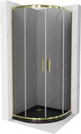 Mexen Rio semi-circular shower cabin 90 x 90 cm, graphite, gold + Flat shower tray, black - 863-090-090-50-40-4170G