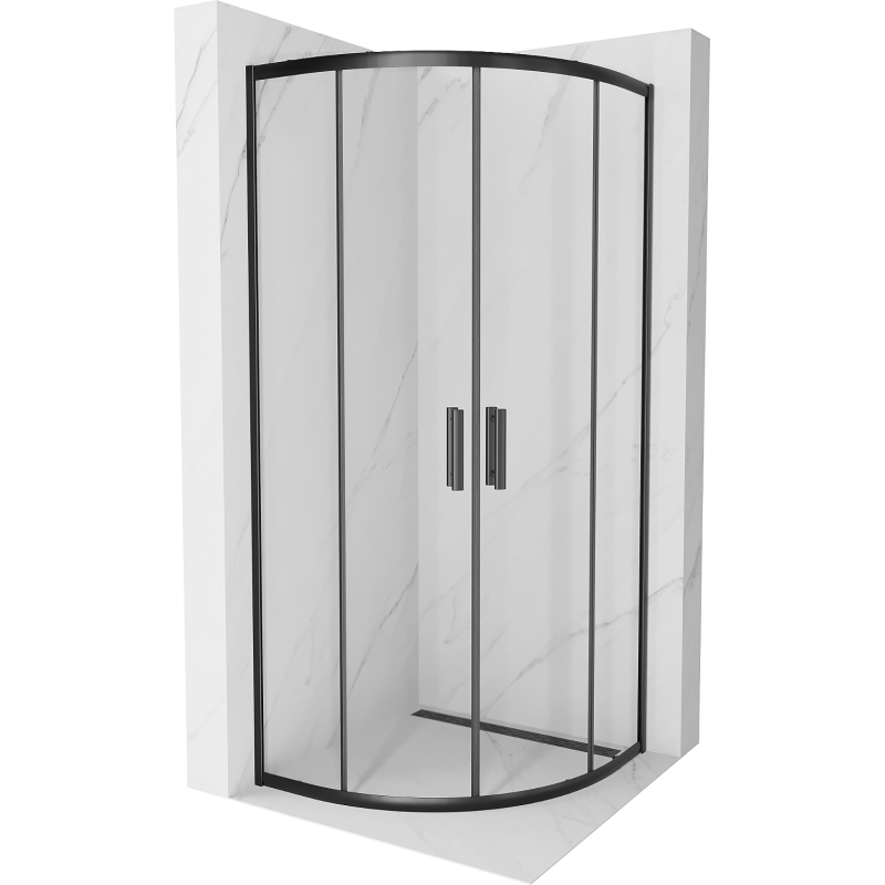 Mexen Rio semi-circular shower cabin 70 x 70 cm, transparent, black - 863-070-070-70-00