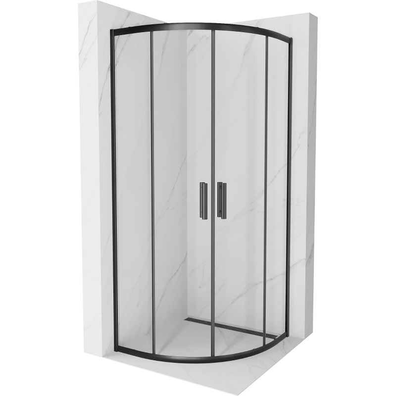 Mexen Rio semicircular shower cabin 70 x 70 cm, transparent, black - 863-070-070-70-00