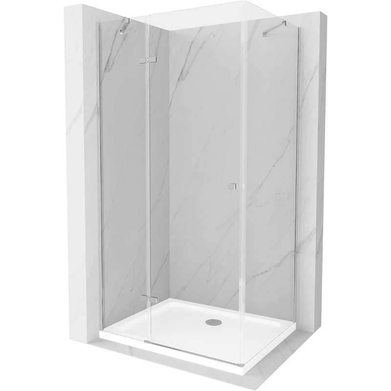 Mexen Roma hinged shower cubicle 70 x 80 cm, Transparent, Chrome + shower tray Flat - 854-070-080-01-00-4010