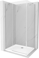 Mexen Roma hinged shower cubicle 70 x 100 cm, Transparent, Chrome + shower tray Flat - 854-070-100-01-00-4010