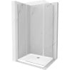Mexen Roma hinged shower cubicle 80 x 90 cm, Transparent, Chrome + shower tray Flat - 854-080-090-01-00-4010