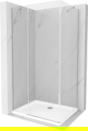 Mexen Roma hinged shower cubicle 90 x 100 cm, Transparent, Chrome + shower tray Flat - 854-090-100-01-00-4010