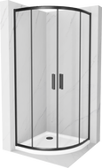 Mexen Rio semi-circular shower enclosure 80 x 80 cm, transparent, black + Flat shower tray, white - 863-080-080-70-00-4110B