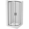 Mexen Rio Round Shower Cabin 90 x 90 cm, Transparent, Black + Flat Shower Tray, White - 863-090-090-70-00-4110B