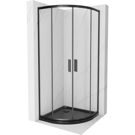 Mexen Rio shower cabin semicircular 80 x 80 cm, transparent, black + Flat tray, black - 863-080-080-70-00-4170B