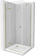 Mexen Roma Hinged Shower Enclosure 80 x 80 cm, Transparent, Gold + Flat Tray - 854-080-080-50-00-4010