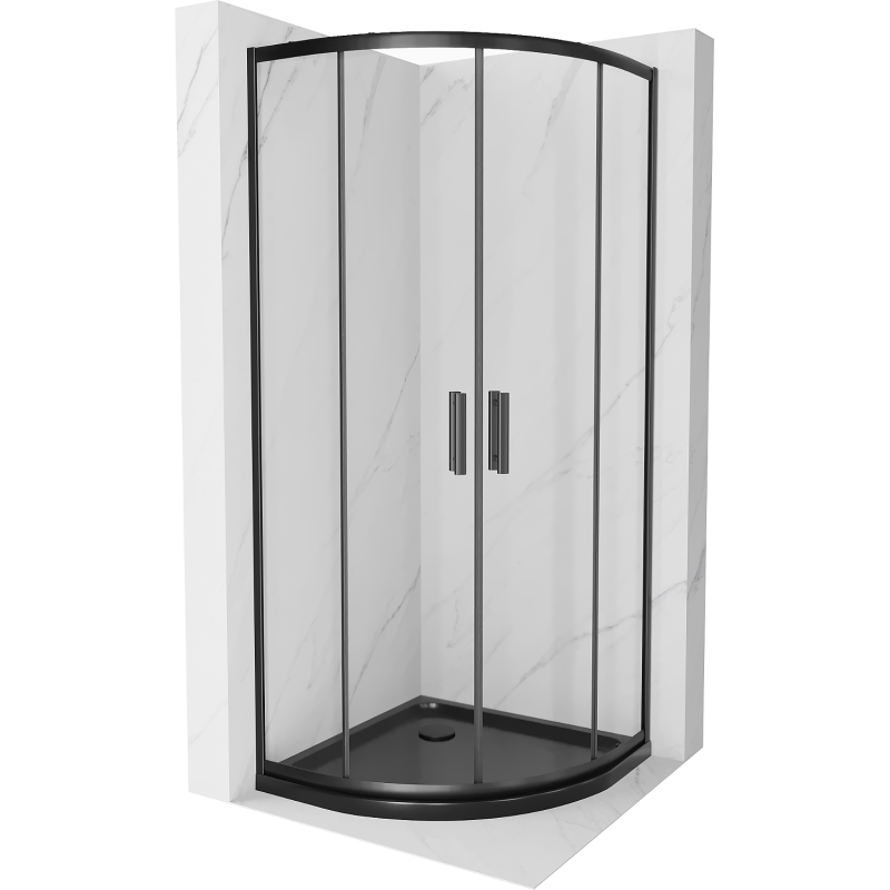 Mexen Rio semicircular shower cabin 90 x 90 cm, transparent, black + Flat tray, black - 863-090-090-70-00-4170B