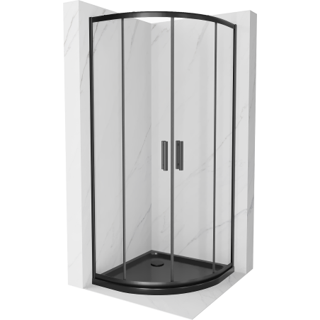 Mexen Rio semicircular shower cabin 90 x 90 cm, transparent, black + Flat tray, black - 863-090-090-70-00-4170B