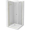 Mexen Roma Shower Enclosure Hinged 90 x 90 cm, Transparent, Gold + Flat Tray - 854-090-090-50-00-4010