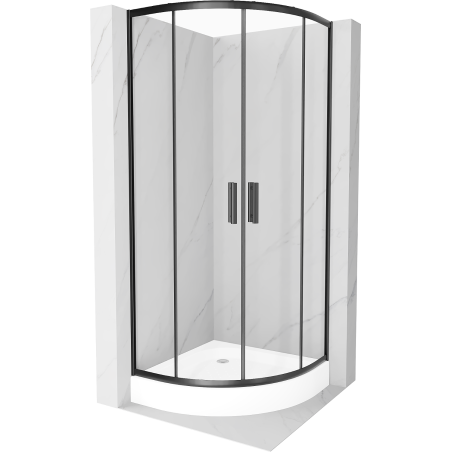 Mexen Rio semi-circular shower cabin 70 x 70 cm, transparent, black + shower tray, white - 863-070-070-70-00-4710