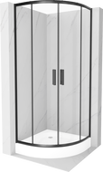 Mexen Rio shower cabin semi-circular 70 x 70 cm, transparent, black + Rio shower tray, white - 863-070-070-70-00-4710