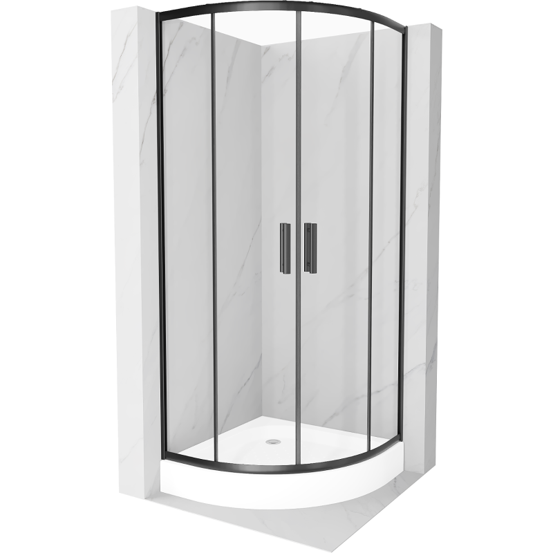 Mexen Rio semi-circular shower cabin 90 x 90 cm, transparent, black + Rio tray, white - 863-090-090-70-00-4710