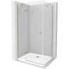 Mexen Roma hinged shower cubicle 90 x 80 cm, Transparent, Gold + shower tray Flat - 854-090-080-50-00-4010