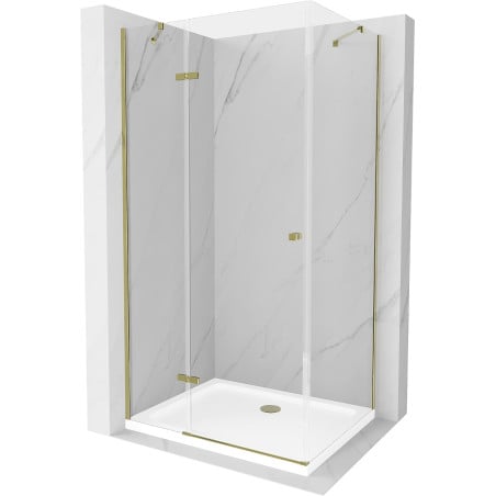 Mexen Roma Hinged Shower Enclosure 120 x 80 cm, Transparent, Gold + Flat Tray - 854-120-080-50-00-4010