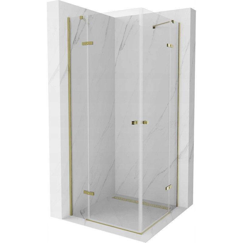 Mexen Roma Duo hinged shower cubicle 100 x 100 cm, Transparent, Gold - 854-100-100-50-00-02