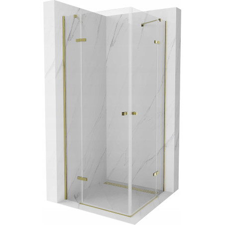 Mexen Roma Duo Swing Shower Cabin 100 x 100 cm, Transparent, Gold - 854-100-100-50-00-02