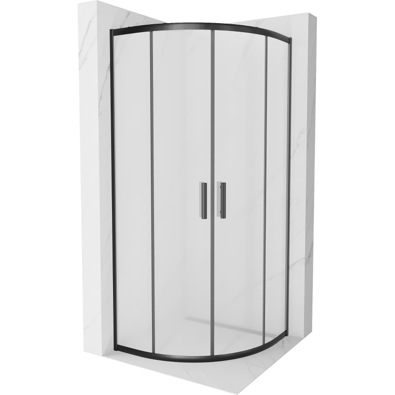 Mexen Rio semi-circular shower enclosure 70 x 70 cm, frost, black - 863-070-070-70-30