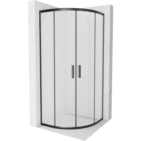Mexen Rio semi-circular shower enclosure 70 x 70 cm, frost, black - 863-070-070-70-30