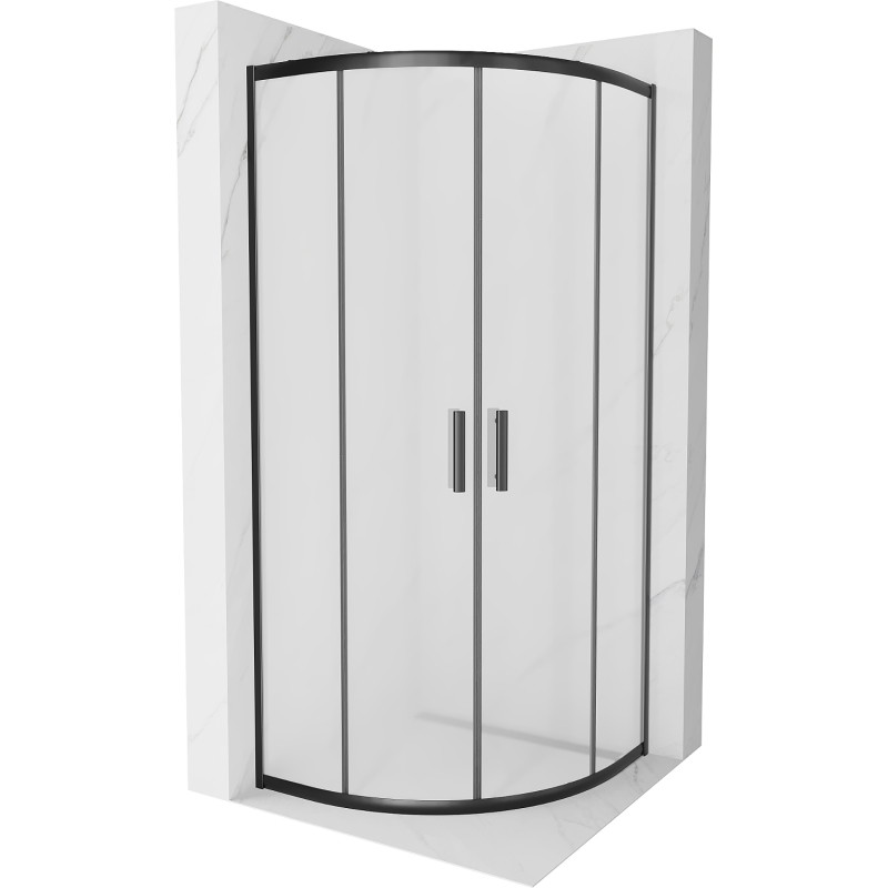 Mexen Rio 90x90 cm semicircular shower cabin, frost, black - 863-090-090-70-30