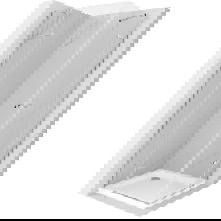Mexen Roma Duo hinged shower cubicle 70 x 70 cm, Transparent, Chrome + shower tray Flat - 854-070-070-01-02-4010