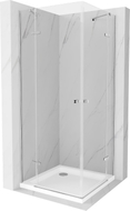 Mexen Roma Duo swing shower cabin 80 x 80 cm, transparent, chrome + Flat tray - 854-080-080-01-02-4010