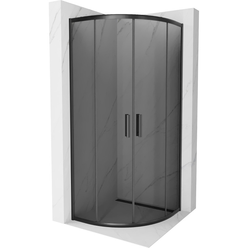 Mexen Rio shower cabin semicircular 80 x 80 cm, graphite, black - 863-080-080-70-40