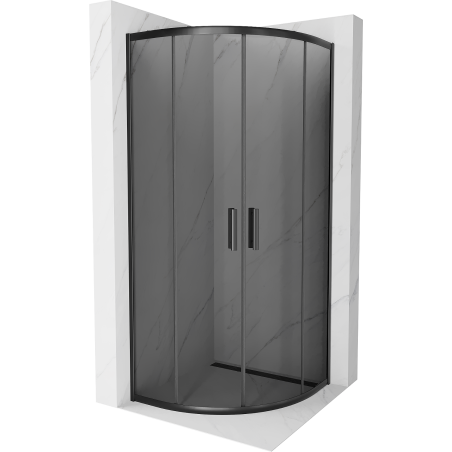 Mexen Rio shower cabin semicircular 80 x 80 cm, graphite, black - 863-080-080-70-40
