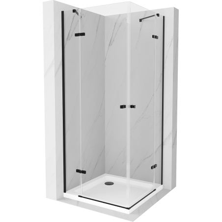 Mexen Roma Duo Swing Shower Enclosure 70 x 70 cm, Transparent, Black + Flat Tray - 854-070-070-70-02-4010B