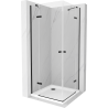 Mexen Roma Duo 80 x 80 cm Swing Shower Cabin, Transparent, Black + Flat Shower Tray - 854-080-080-70-02-4010B