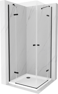 Mexen Roma Duo hinged shower cubicle 80 x 80 cm, Transparent, Black + shower tray Flat - 854-080-080-70-02-4010B