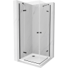 Mexen Roma Duo hinged shower cubicle 100 x 100 cm, Transparent, Black + shower tray Flat - 854-100-100-70-02-4010B