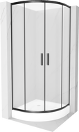 Mexen Rio semi-circular shower cabin 70 x 70 cm, frost, black + tray, white - 863-070-070-70-30-4710