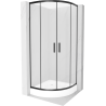 Mexen Rio Shower Cabin Half-Circular 80 x 80 cm, Frosted, Black + Rio Tray, White - 863-080-080-70-30-4710