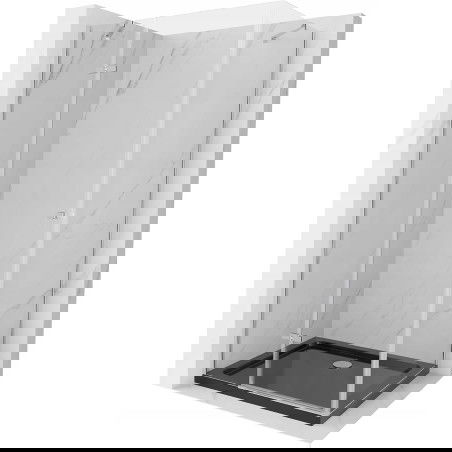 Mexen Roma 120 x 80 cm Hinged Shower Enclosure, Transparent, Chrome + Flat Black Tray - 854-120-080-01-00-4070