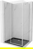 Mexen Roma hinged shower cubicle 120 x 80 cm, Transparent, Chrome + shower tray Flat, Black - 854-120-080-01-00-4070