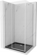 Mexen Roma swing shower cabin 120 x 80 cm, transparent, chrome + Flat tray, black - 854-120-080-01-00-4070