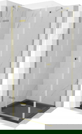Mexen Roma 90 x 90 cm Hinged Shower Enclosure, Transparent, Gold + Flat Black Tray - 854-090-090-50-00-4070G